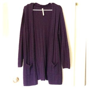 Deep purple extra long cardigan